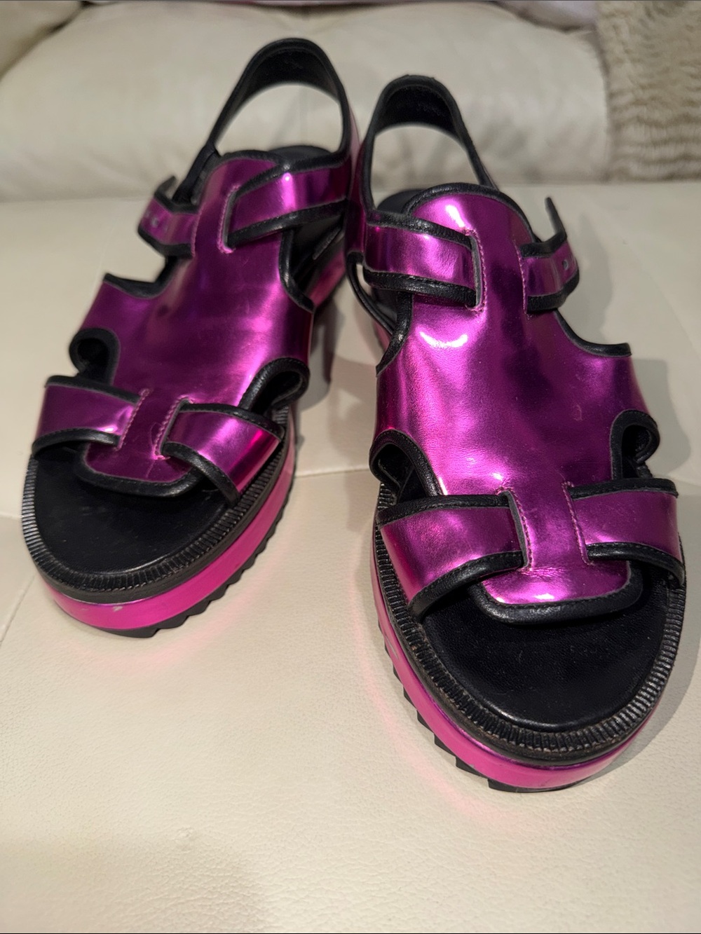 Opening Ceremony Metallic Magenta Platform Sandals